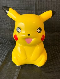 Pokemon Pikachu 8-inch Tall Ceramic Piggy Bank, Plug On Bottom, Mild Scratches And Scuffs From Use And Storage