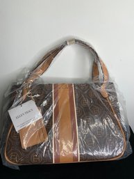 NEW In Bag With Tags - ELLEN TRACY Double Handle Satchel, The Horsebit Signature Collection, Logo Like Fendi