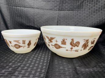 PYREX Early American Pattern, Bowls 2.5 Quart And 1.5 Pint, Pre-loved