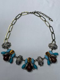 Colorful Rhinestone Bee Statement Necklace