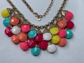 Bright Color Pop, Talbots Statement Fashion Necklace, Circle Link Chain, Talbots Charm Tag, Bib Style