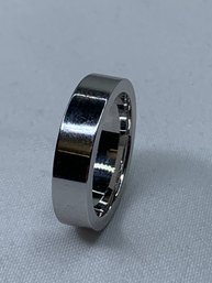 Chrome Shine Sterling Silver Ring, Plain Band, Size 6, Designer Atasay Kuyumculuk, 925, Turkey