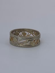 Antique Open Work Filigree Design Silver Ring, Stamped 800