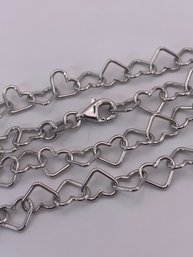 Show Your Love! Sterling Silver Interlocking Heart Link Necklace, Stamped Italy 925