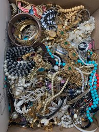 Bulk  Vintage Costume Junk Jewelry 8.5 Lbs, Gold Toned, Silver Toned Wearable, Repair, Craft, Create, Parts