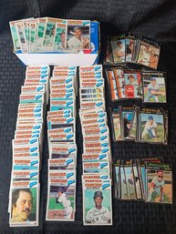Box Of 1971 And 1977 Topps Baseball Trading Cards, MLB Cards, Mostly Yankees, Stored In Box Shown