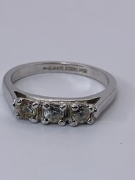 Vintage AVON 925 Sterling Silver Ring, Petite Prong-set Triple Clear Stone Setting,
