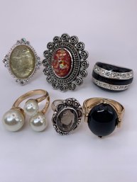 Costume Jewelry Rings With Assorted Stones And Sizes Silver Toned And Gold Toned, Beautiful Designs