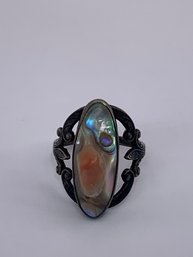 Incredible Sterling Silver And Abalone Ring, Marked Sterling, Approximate Size 4, 2.6g