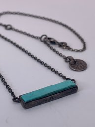 Vintage Necklace, Sterling Silver Pura Vida With Rectangular Turquoise, Marked 925, 18 Inches , 4.4g