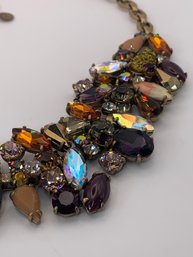 Fabulous Jay Crew Multicolor Stone Rhinestone Necklace, AB Aurora Borealis Rhinestones, 20 Inch Length