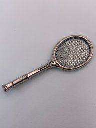 Vintage Sterling Silver Tennis Racket Pin, Brooch Marked STER, 2-7/8 Inches Long, 4.2g