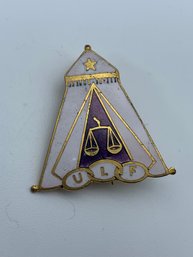 United Order Of Tents Lapel Pin, Small White Tent, Scales Of Justice, Star, ULF, Made In Massachusetts, 1 Inch