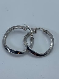 Pair Of Abstract Hoop Sterling Silver Earrings, Marked MILOR ITALY 925, 1 Inch, 3.4g