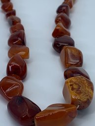 Polished Baltic Amber Graduated Stone Size Necklace, 19 Inches, Butterscotch, Marbled, Translucent, 32g