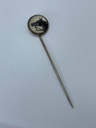 Antique Rock Crystal Horse Stick Pin, Sporting Jewelry, Equestrian, 2.5 Inches