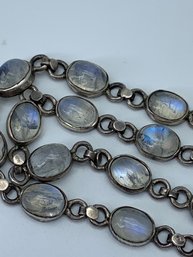 Opal Type Stone In Sterling Silver Necklace, 18 Inches, 21.8g