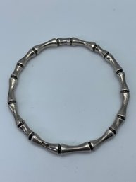 Solid Vintage  Sterling Silver Bangle With Hallmarks, Bone Shaped Sections, Wrist 2.5 Inches Wide, 27.1g