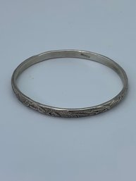 Sterling Silver Bangle Bracelet, No Clasp, Marked Mexico, Sterling, 925, Wrist Width 2.5 Inches, 19.4g