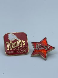 Wendy's Restaurant Vintage Uniform Pins, White Glove, Star, Bright Red Enamel