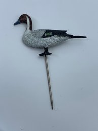 Northern Pintail Duck Stick Pin, Painted Pewter, 2.5 Inches