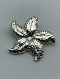 .999 Fine Silver Flower Pendant Artisan Made, Signed Ocean Kiss Creations, 3/4 Inches, 3.8g