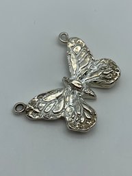 .999 Fine Silver Butterfly Pendant With Two Bales, Artisan Made, No Markings, 1 Inch, 4.9g