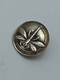 .999 Fine Silver Dragonfly Button Or Charm, Artisan Made, 5/8 Inch, 1.5g