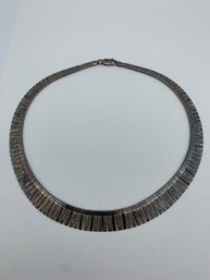 Sterling Silver Cleopatra Style Collar Necklace, Marked 925 Italy, 16 Inches, 30g