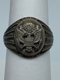 Antique US Army American Eagle Ring, Marked Sterling, Size 7,  7g