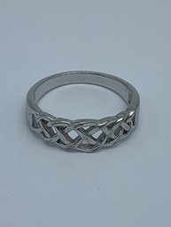 925 Silver Open Celtic Knot /Braid Patterned Ring, Marked 925, Size 6, 2.2g