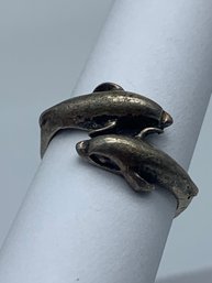 Wraparound Dolphins Sterling Ring, Marked 925, Size 8.5, 3.1g