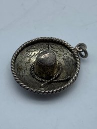 Vintage Silver Sombrero 3D Hat Pendant/Unmarked Charm, 7/8-Inch, 2.6g