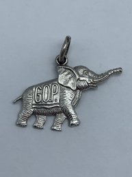 Elephant With Raised Trunk GOP Charm/Grand Old Party Pendant, Marked Sterling, 1 Inch, 2.3g