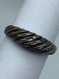 Vintage Ribbed Pattern Diamond Cut Silver Ring, Marked STER, Size 7, 2.5g