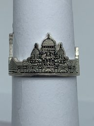 Paris Skyline, Parisian Cityscape Sterling Ring, No Markings, Size 7, 3.4g