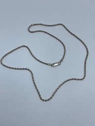 Classic Sterling Silver Rope Necklace, Marked 925 Italy,  18 Inches,  5.2g