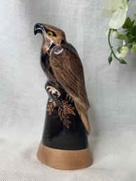 Eagle  (Falcon?) Carved In Buffalo Horn, Freestanding Carving, From BC Canada