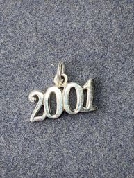 2001 Sterling Silver Charm, Marked 925, Hallmarked, Celebration, Anniversary, Birthday, Graduation Keepsake