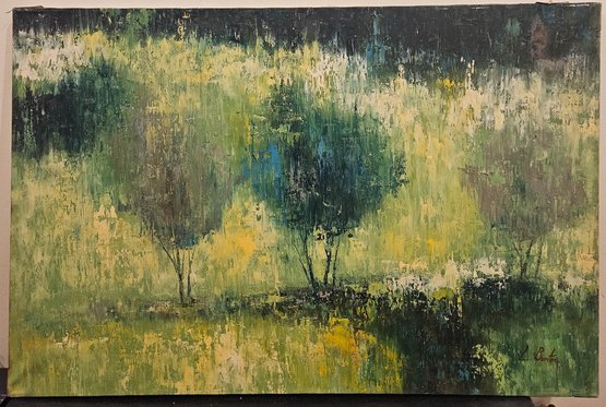 Vintage Impressionist Oil On Canvas 'Forest Landscape'