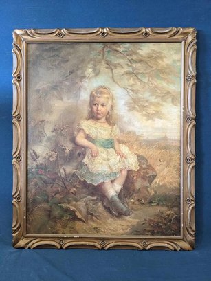 Signed Edward L. Custer, Circa 1865, Framed Oil Painting, Portrait Of A Young Girl