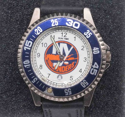 NY Islander Mens Watch With Leather Band