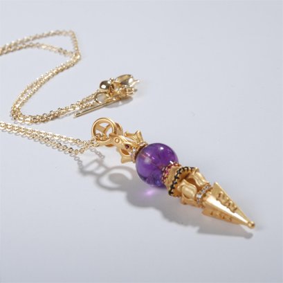 Vajra Amethyst Necklace With Gold Plated Silver Necklace M6166