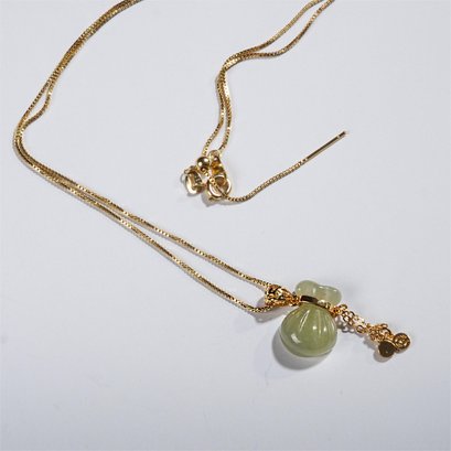 Hetian Jade Necklace With Gold Plated Silver Necklace M9378