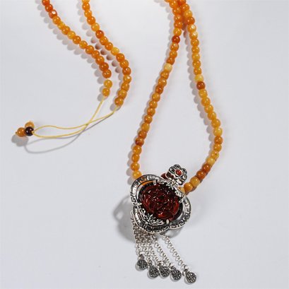 Blood Amber Pendant With Amber Necklace M9803