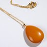 Old Amber Pendant With 18K Gold Necklace M9193