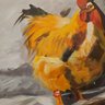 Figurative Oil On Canvas 'Chicken'