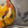 Figurative Oil On Canvas 'Chicken'