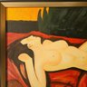 After Amedeo Modigliani Oil On Canvas 'Nude Woman On Sheets'