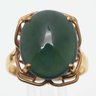 14K Gold Icy Cabochon Jadeite Ring